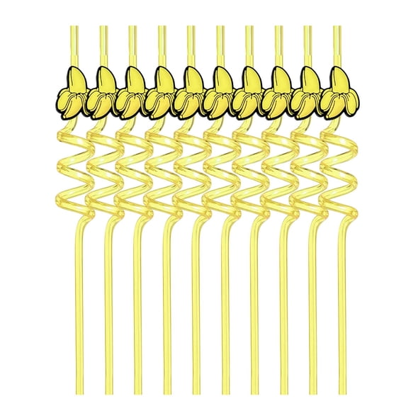 10 Pcs Reusable Fruit Curly Straws, Fun Crazy Plastic Drinking Straws for Kids Birthday Party Favors Fruit Theme Party Decorations Supplies Bulk