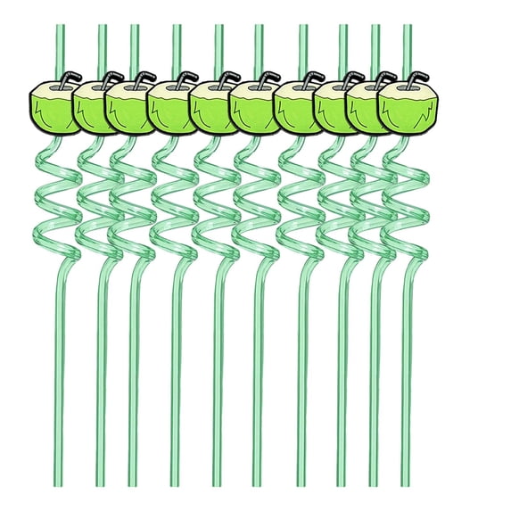 10 Pcs Reusable Kids Party Fruit Straws, Silly Crazy Plastic Twisted Straws for Birthday Party Favors Fruit Woodland Theme Party Decorations Supplies