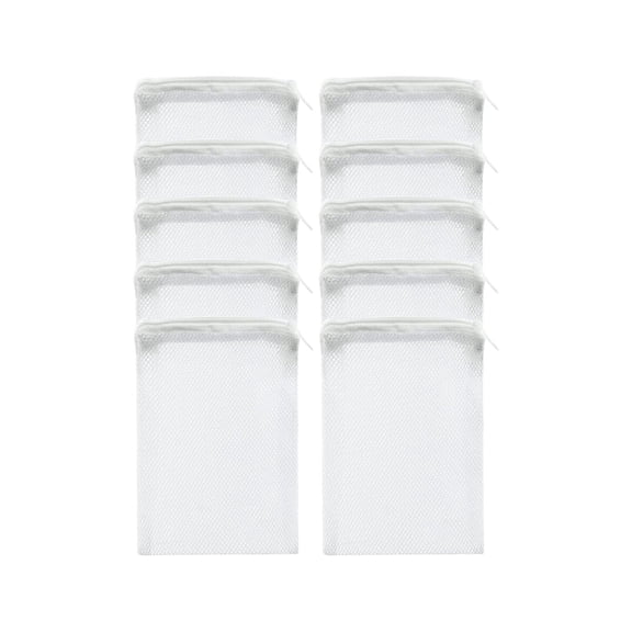 10 Pcs Reusable Mesh Filter Bags 13.78 x 15.75 Inch for Aquarium, Large Fish Tank Media Bags with Zipper, Fine Mesh Net Bags for Activated Carbon Ceramic Rings Bio Balls, Fish, Aquarium, White