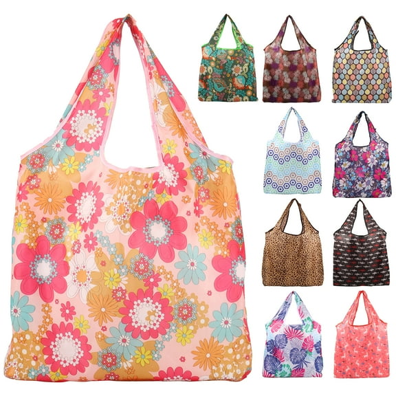 10 Pcs Reusable Grocery Bags Polyester Foldable Shopping Bags Large Capacity Grocery Tote Bags Multifunctional Foldable Grocery Bags for Camping Outdoor Adventures