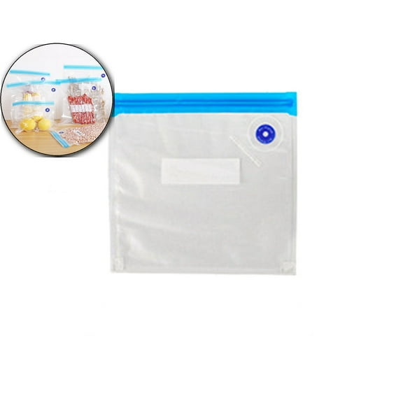 10 Pcs Reusable Vacuum Food Bags, Clear Storage Pouches, Double Zipper Seal Packaging for Kitchen Pantry Use