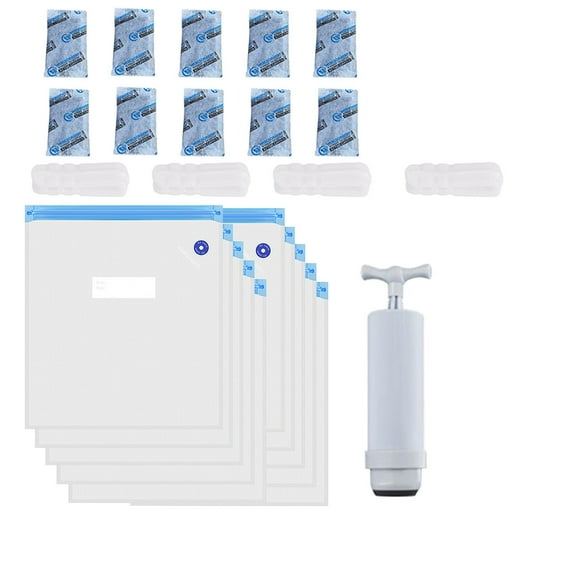 10 Pcs Reusable Vacuum Storage Bags, Airtight Sealing Bags with Hand Pump & Clips, Moisture Proof & Dust Proof Spool Storage, 11.81x13.39in, for Food & Valuables
