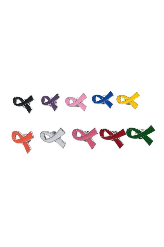 10 Pcs Ribbon Brooch Enamel Pins Jewelry Breast Cancers Awareness Hope Lapel Pin Buttons Badges Clothing Accessories