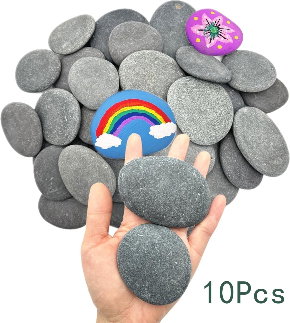 10 Pcs River Rocks for Painting,Tutuviw 1.2"-2" Painting Rocks DIY Rocks Flat & Smooth Rocks to Paint,Natural Stones for Painting Arts Crafts Decoration,Cheap Crafts Rocks for Kids & Adults