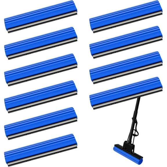 10 Pcs Roller Mop Refill Bulk Absorbent PVA Sponge Mop Head Replacement for Home Bathroom Business Garage Kitchen Cleaning (Blue)