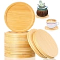 thumbnail image 1 of 10 Pcs Round Bamboo Coasters for Planters Small Plant Saucer 3.74 Inch Bamboo Planter Drink Saucer Trays DIY Resin Coasters Gifts Tabletop Planters Protection Decoration, 1 of 7