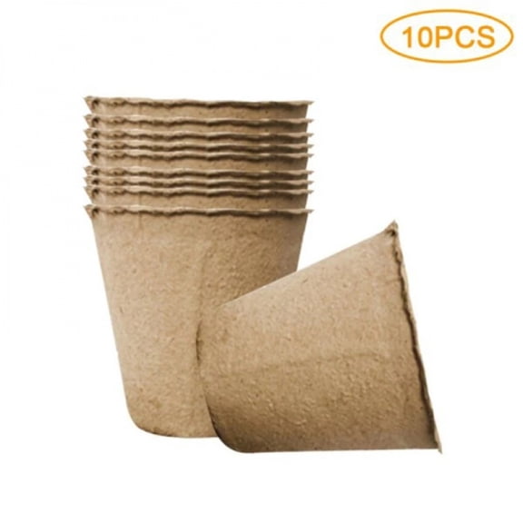 10 Pcs Round Biodegradable Seedling Pots Paper Pulp Flowerpot Garden Balcony Succulent Plant Cultivation Tray Nursery CupPcs