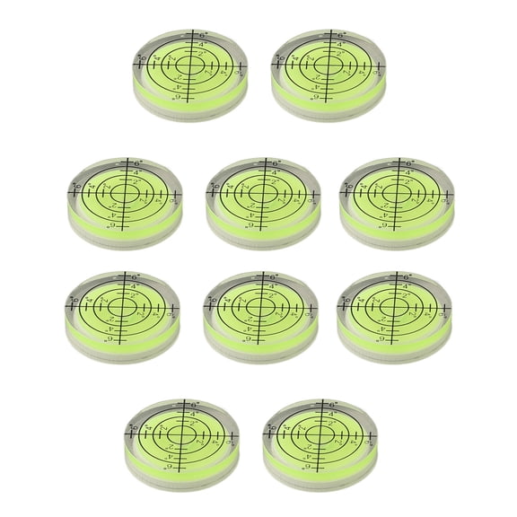 10 Pcs Round Bubble Level 32x7mm Acrylic for Gauge for Precision Measuring, Camera, Frame and Furniture Alignment Tool Black
