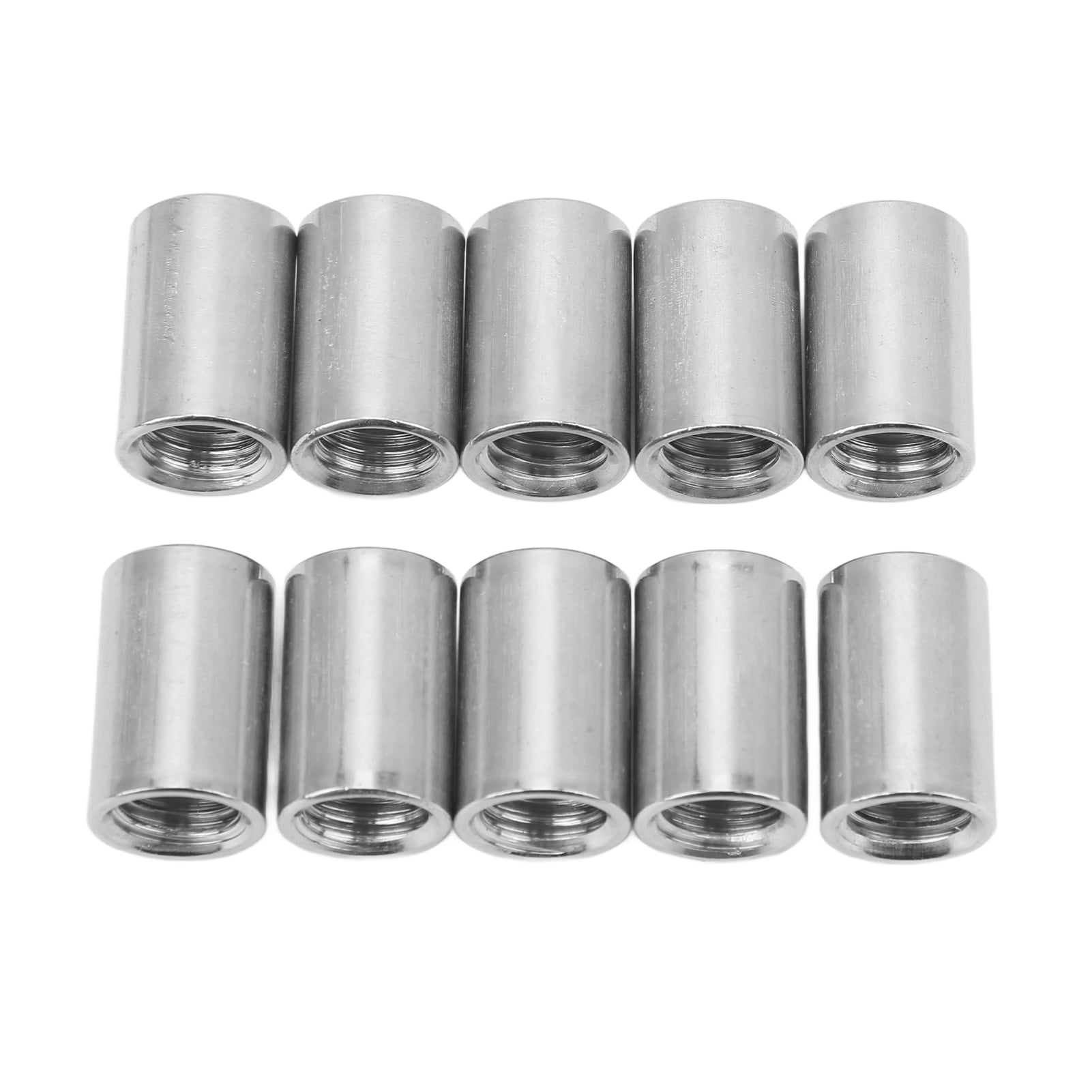 10 Pcs Round Connector Nut M10x1.5 L20mm Stainless Steel Female Thread