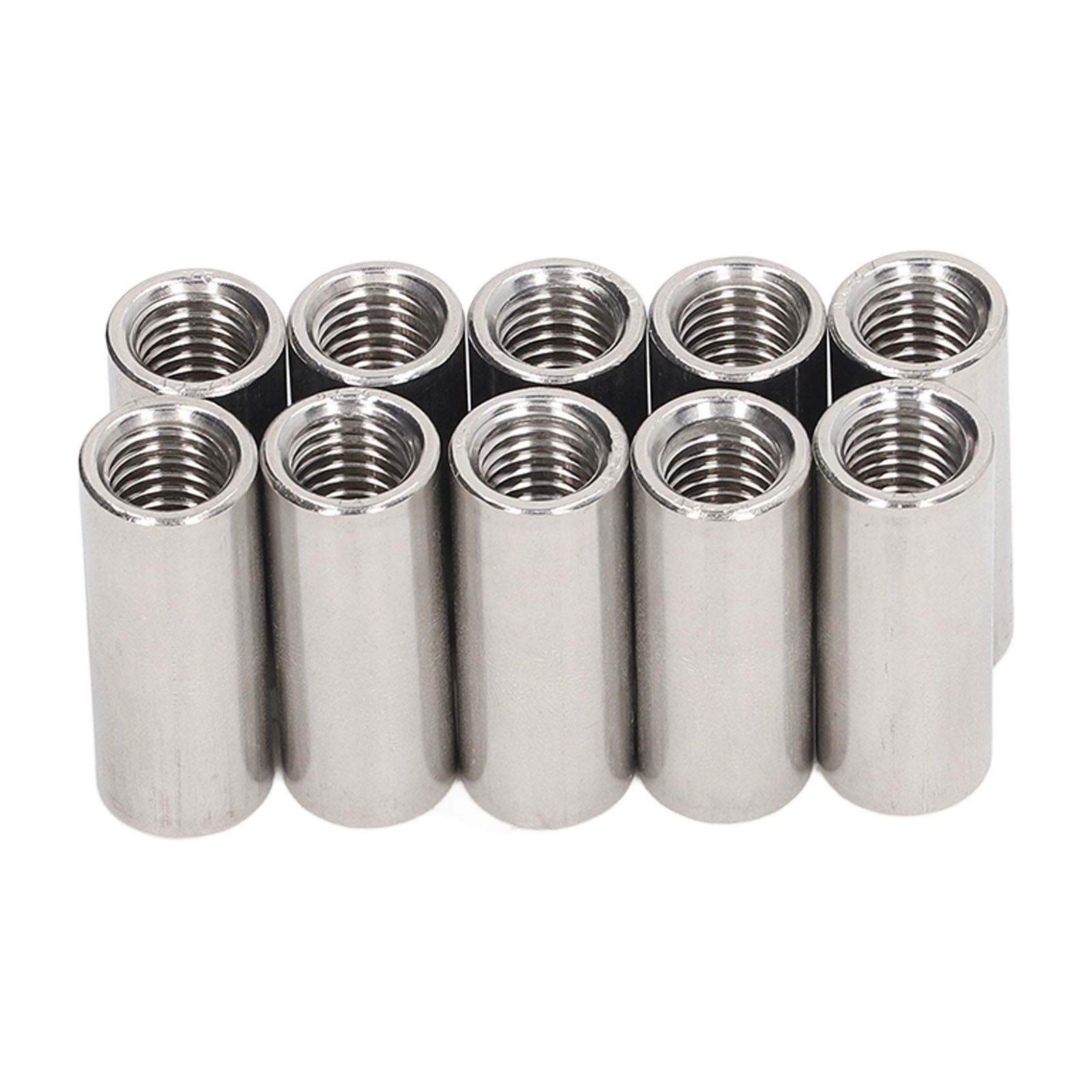 10 Pcs Round Coupling Nut M10x1.5 L35mm Stainless Steel Round Threaded