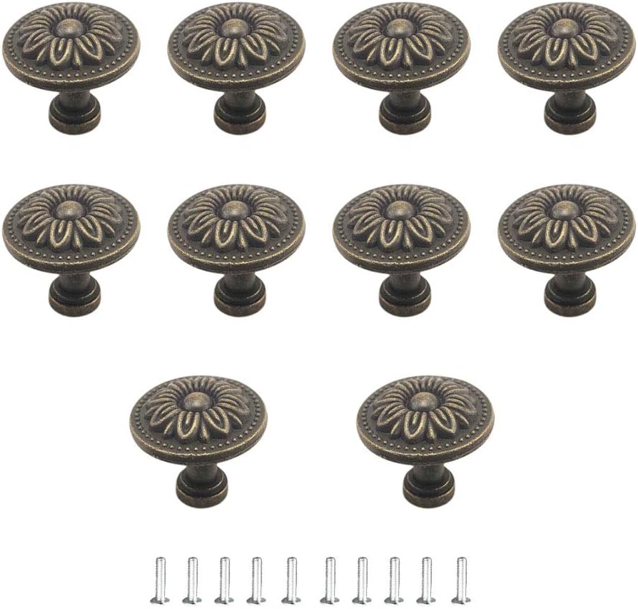 10 Pcs Round Cupboard Handles Vintage Drawers Knobs for Chest of