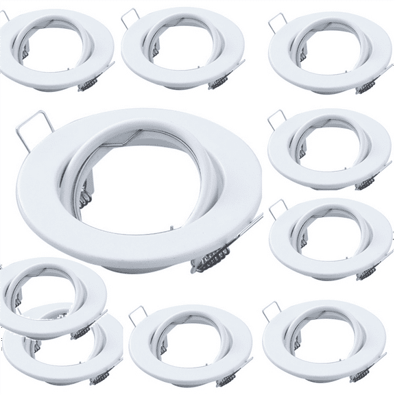 10 Pcs Round GU10 Recessed Downlight Replacement Kit MR16 Fitting Mounting Ceiling Spot Lights Frame Lamp Socket Holder,10 * Mounting Ceiling Lights Frame,White