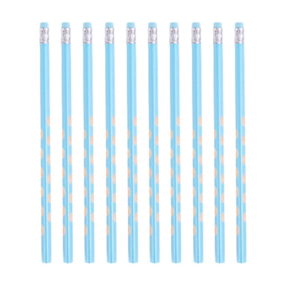 10 Pcs Round Pencils Graphite Pencils with Eraser Unsharpened Wood Cased Pencils Cute Pencil for Drawing Sketching Texting Writing Easy to Sharpen, Comfort Grip, 0.39x7.36 Inch, Sky Blue