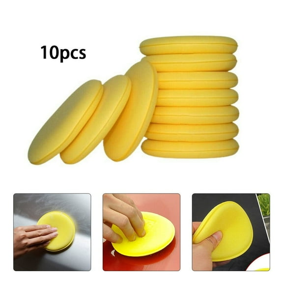 10 Pcs Round Shaped 4" Dia Sponge Wax Applicator Pads Yellow for Car Polishing