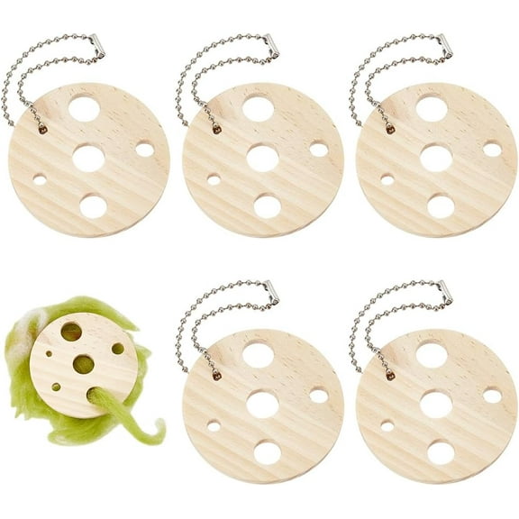 10 Pcs Round Wood Diz for Roving Spin Roving into Yarn Hand Spinning Yarn Spinner Spindle for Beginners Mixed Color (Hole: 12/10/7/5/3mm)