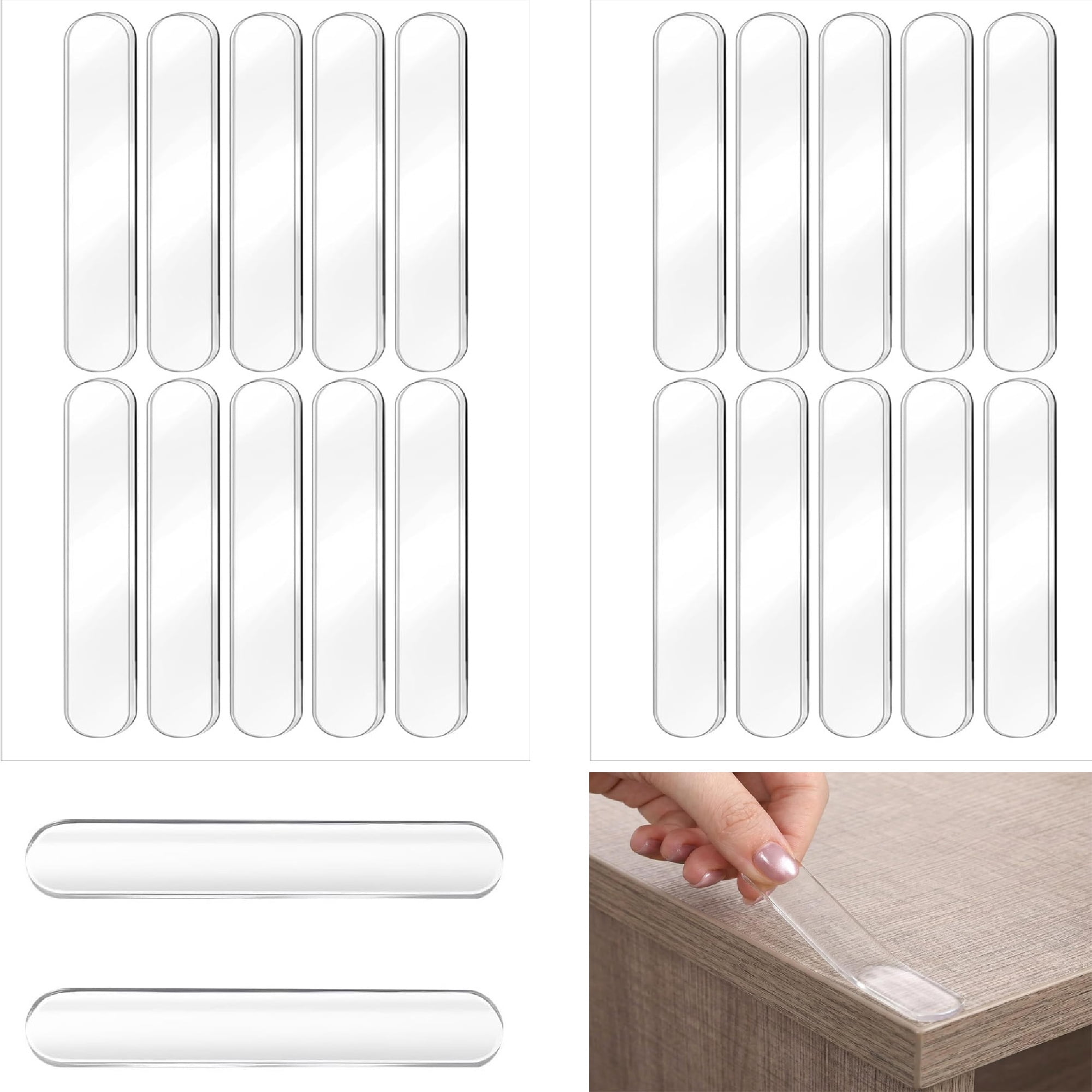 10 Pcs Rubber Bumpers Stripes, Bexikou Self Adhesive Silicone Protector ...