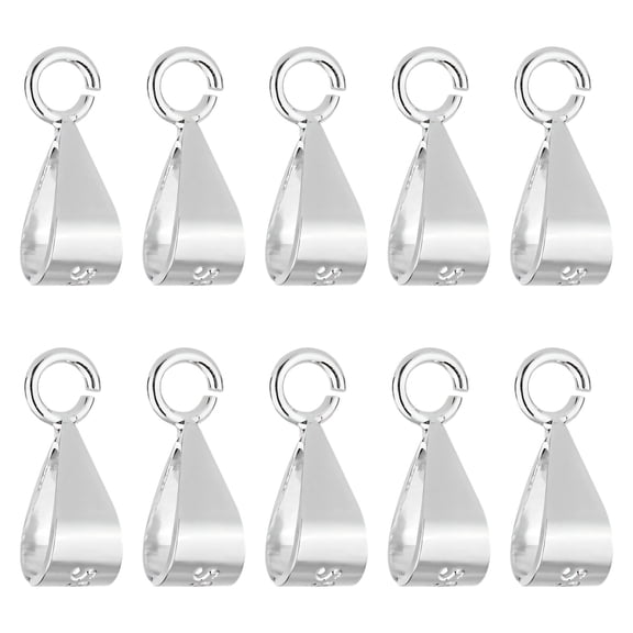 10 Pcs S925 Sterling Silver Pendant Bails, Large Circle Bail Hooks for DIY Jewelry Making, 3.74 in x 1.29 in, Compatible with Large Pendants