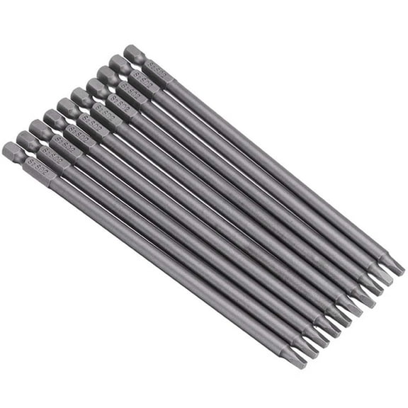 10 Pcs SQ2 Screwdriver Bit Square Screws Driver Bit Washer Head Drill Bit Square Head 150mm S2 Alloy Steel Screwdriver Bit