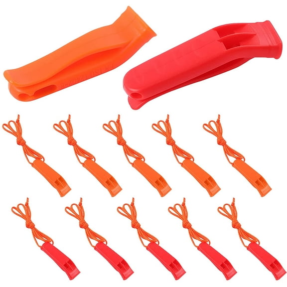 10 Pcs Safety Whistle Marine Whistle Plastic Whistles with Lanyard for Emergency