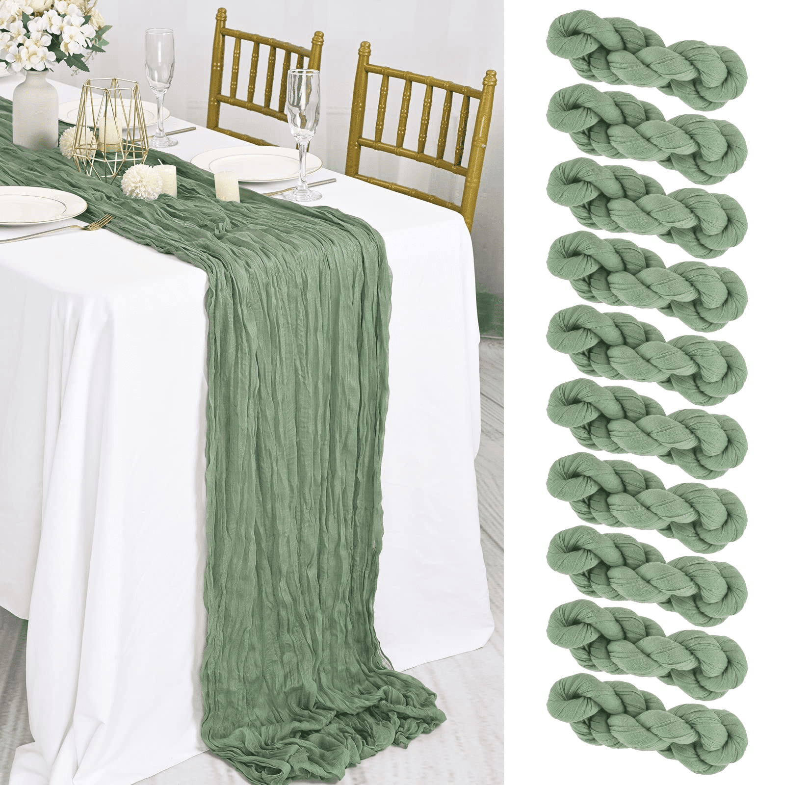 Ling's Moment 10Ft x 35 Wide Moss Green Gauze Semi-Sheer Table Runner  Cheesecloth Tablecloth for Wedding Party Bridal Shower Boho Table Decor… -  Yahoo Shopping