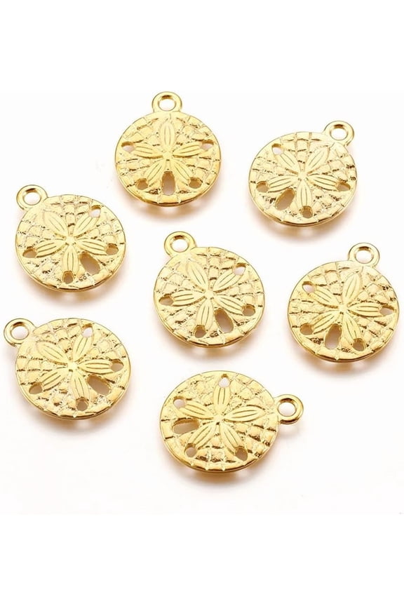 10 Pcs Sand Dollar Charms Pendant Tibetan Style Alloy Pendants Jewelry Making Charms Metal Charms Pendant Pendant Ornament for Women DIY Necklace Bracelet Earring Jewelry Craft Making Golden