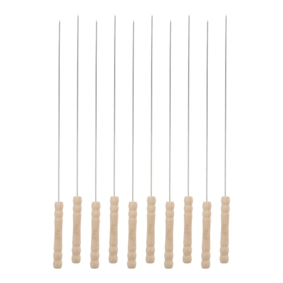 FELTECHELECTR Kebab Skewers For Grilling Round Stainless Steel Wood Handle 10Pcs 11.8In
