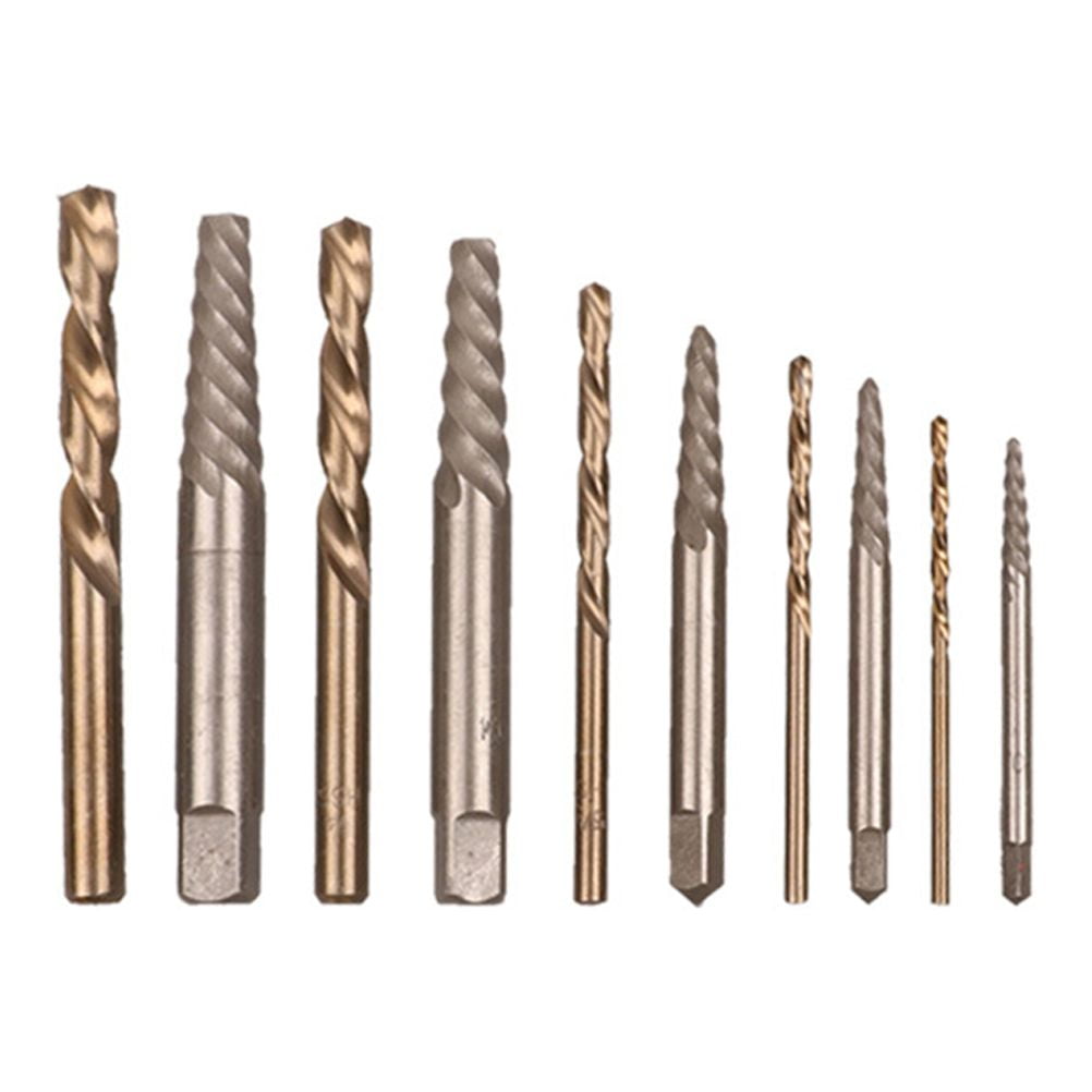 10 Pcs Screw Extractor Drill Bits for Broken Damaged Bolt Remover Guide