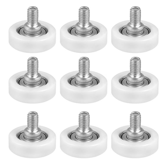 CIMAXIC 10Pcs Practical White Plastic Pulley Roller Wheels with Rust Proof Bearing Design