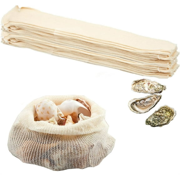 10 Pcs Seafood Boil Bags,Bexikou 14 x 2 inches Reusable Crab Boil Bags for Steaming and Boiling, Reusable Produce Mesh Bags for Crab, Clam, Shellfish, and Vegetable Storage