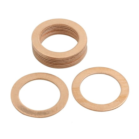 10 Pcs Sealing O-Shape Rings Flat Copper Holder 22mm Inner Diameter for car