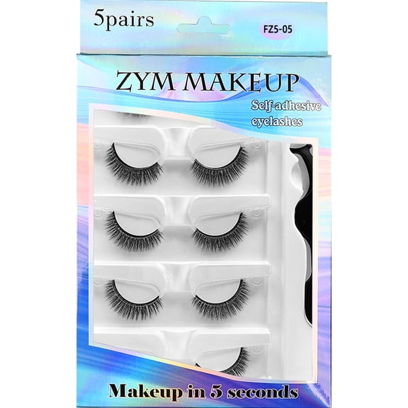 10 Pcs Self-Adhesive Eyelashes - Reusable, No Glue, Natural Look, Suitable for Beginners, Includes Tweezers
