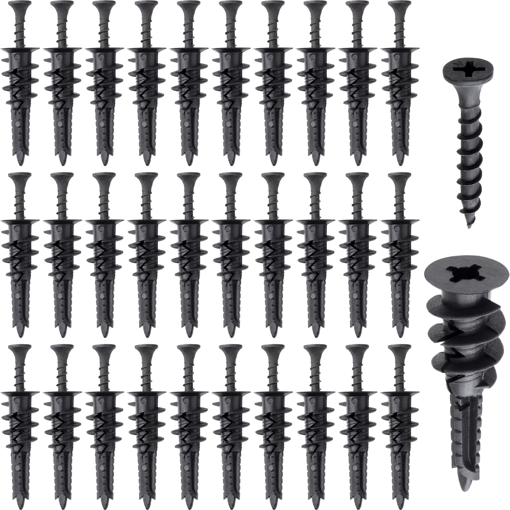 10 Pcs Self Drilling Drywall Anchors with Screws Kit, No Pre Drill Hole Required Wall Anchors for Drywall, Heavy Duty Drywall Anchors (Black)