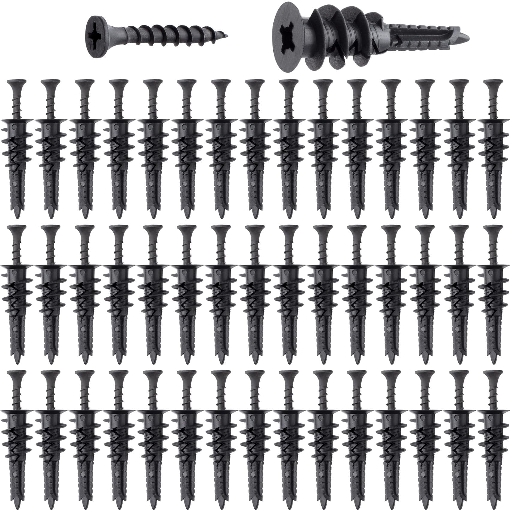10 Pcs Self Drilling Drywall Anchors with Screws Kit, No Pre Drill Hole Required Wall Anchors for Drywall, Heavy Duty Drywall Anchors (Black)