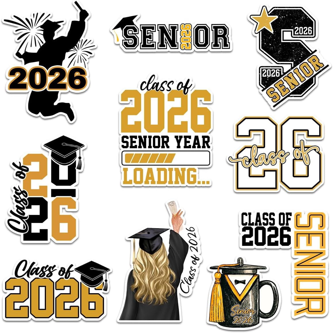 10 Pcs Senior 2026 Sticker Set, Graduation Stickers for Class of 2026 ...