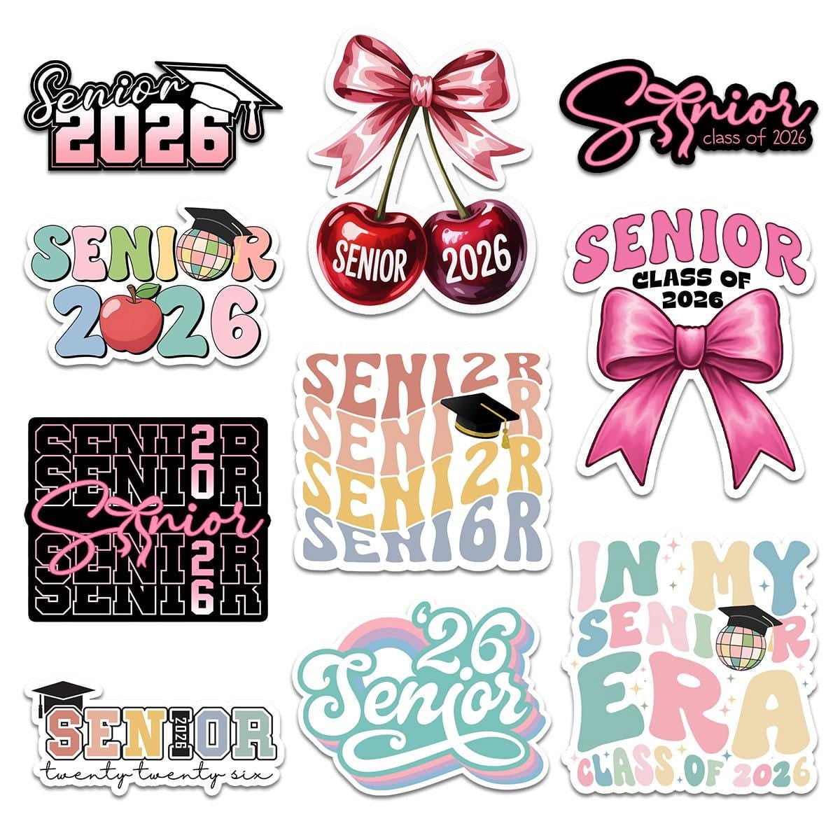 10 Pcs Senior 2026 Stickers – Graduation, Class of 2026, Pastel Senior ...