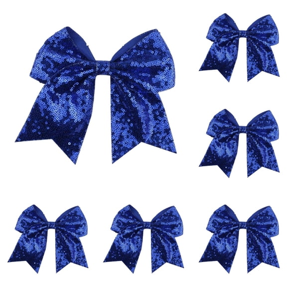 10 Pcs Sequin Cheer Bow Elastic Hair Tie,7.87 Inch Glitter Hair Bow Ribbon,Elastic Hair Tie Ribbon,Cheerleading Sequins Hair Bows Ponytail Holder Hairband for Women Hair Accessories,(10 PCS,7.87 in)