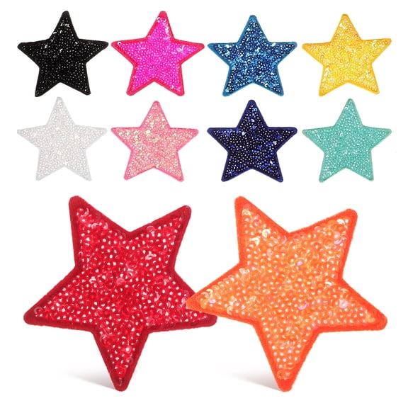 10 Pcs Sequin Star Iron On Patches for Clothes Hats Backpacks Costume Embroidery