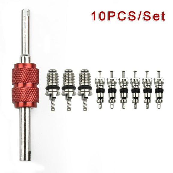 10 Pcs/Set A/C AC Valve Core Remover Installer Tool Car Air Conditioning Valve Core with Wrench Disassembly Screwdriver Repair Tools