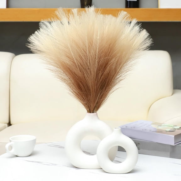 10 Pcs Set Artificial Pampas Grass Stems Christmas Decorations Fake Feather Reeds Realistic Looking Fluffy Tassels for Wedding Centerpiece Holiday Arrangements Table Decor 22 Inch