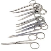 10-Pcs Set, Iris Lab Scissors, 4.5 inch, Curved