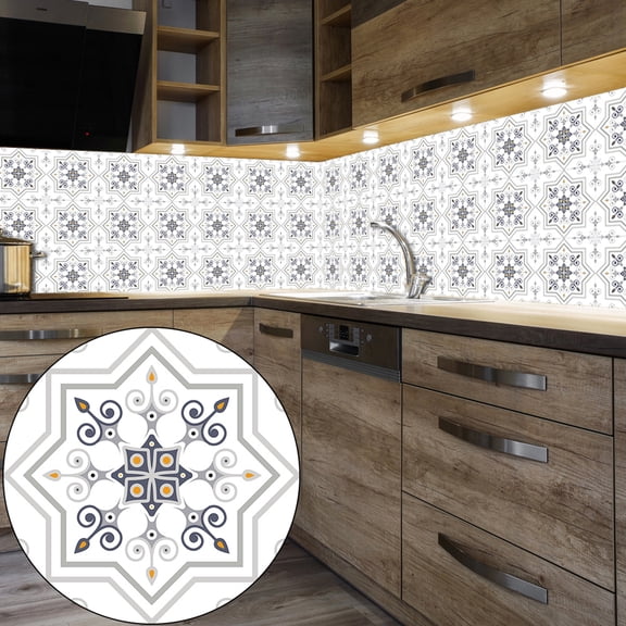 10 Pcs Set Tile Stickers Vinyl Peel and Stick 6x6inch Self-Adhesive Waterproof Removable Kitchen Tiles Decals