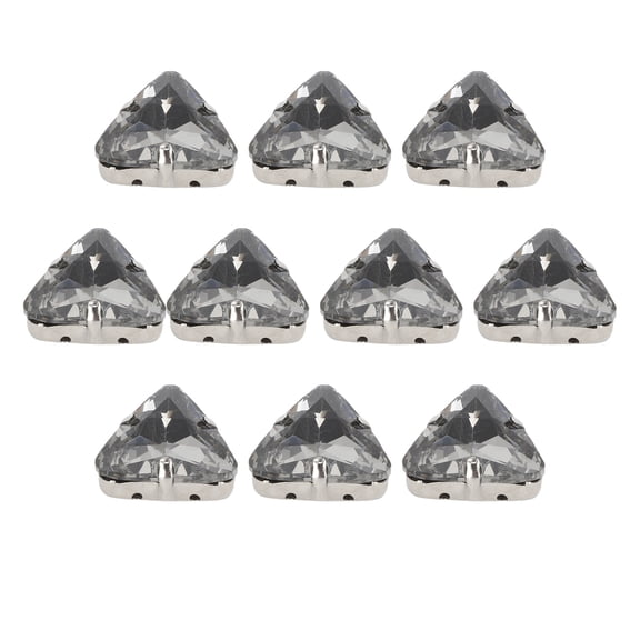 10 Pcs Sew On Rhinestones Gray Triangular Glass Crystals Gem Buttons 0.67 x 0.75 in / 17 x 19 mm