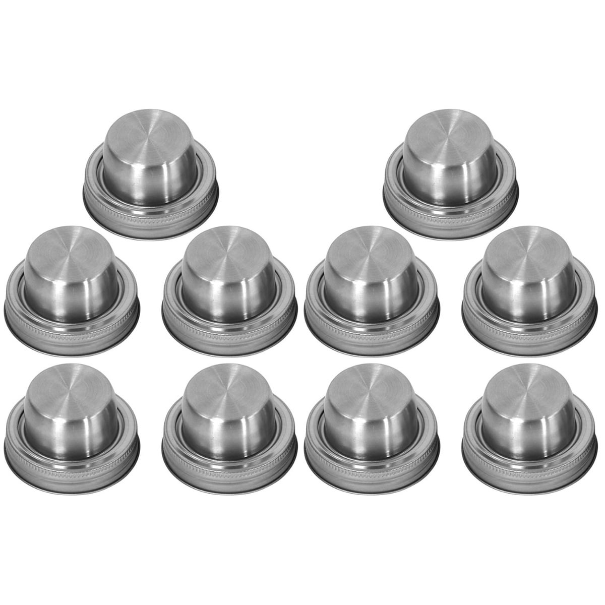 10 Pcs Shaker Lid Stainless Steel Antirust Jar Lids Caps Round Spice Mason Jars Seal Cocktail
