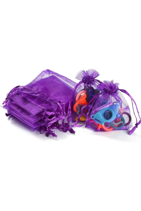 10 Pcs Sheer Drawstring Organza Gift Bag Jewelry Pouch Party Wedding Favor Candy Mini Bottle Samples Display Bags(Blue Violet)