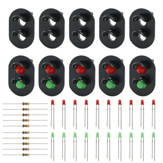 10 Pcs Signal Heads With 3mm LEDs for Railway Signal HO Or OO Scale Building & Construction Toys Model Building Accessories