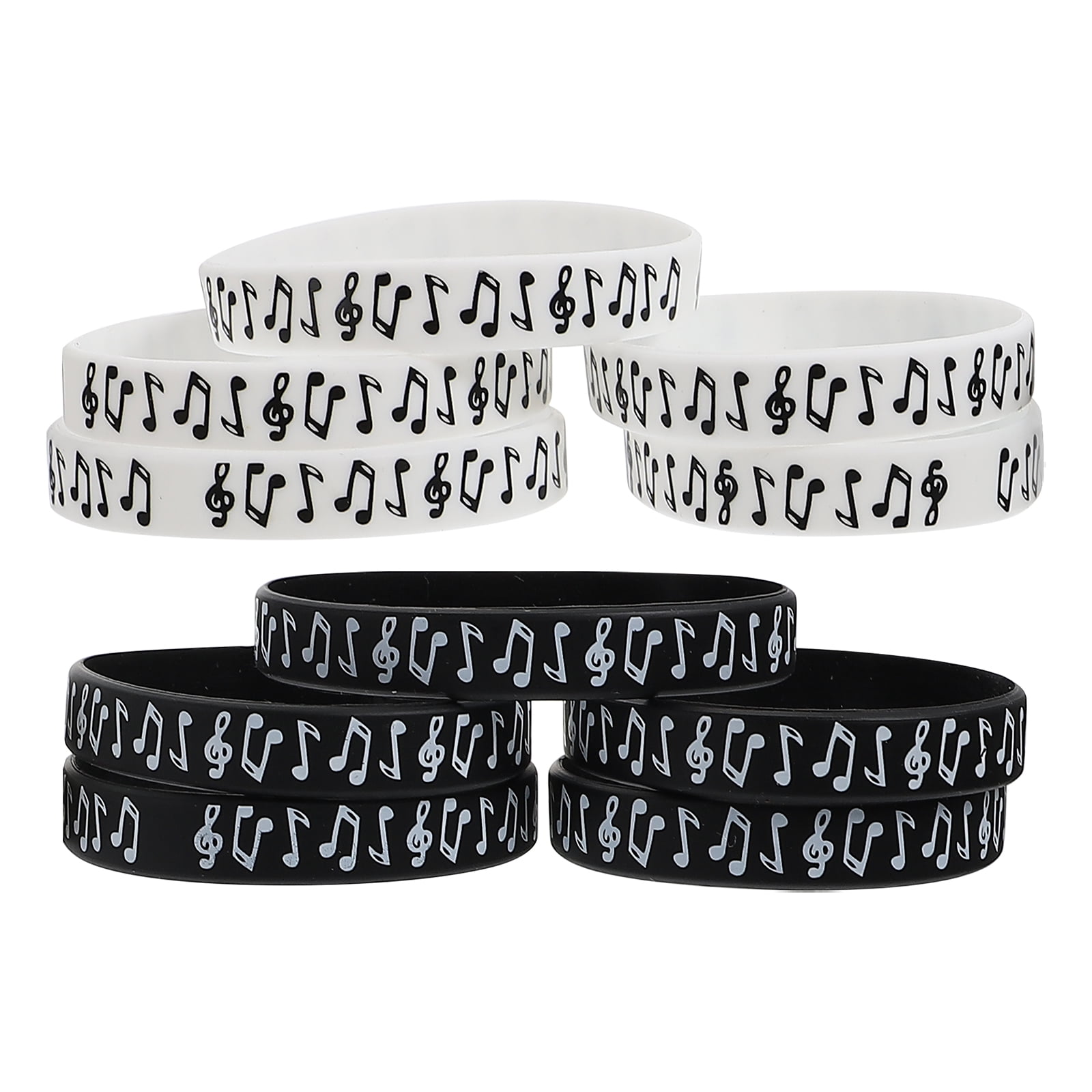10 Pcs Silica Band Music Note Silicone Hand Decorative Wristbands Child ...
