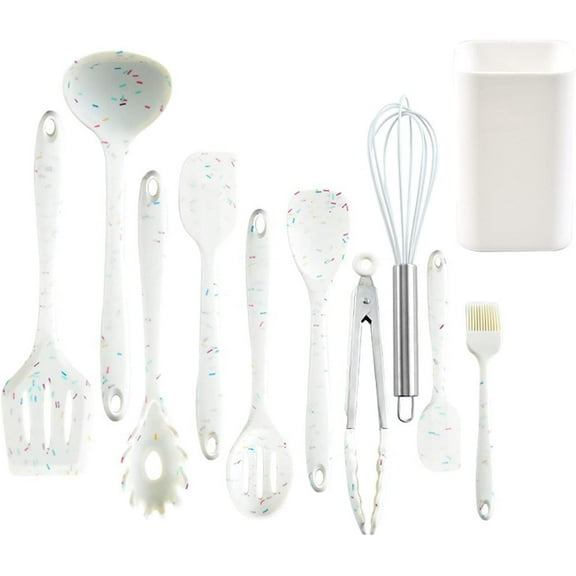 10 Pcs Silicone Cooking Utensil Set, mocrcrel 10pcs Silicone Cooking Kitchen Utensils Set, Silicone Cookware