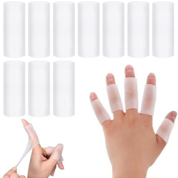 10 Pcs Silicone Finger Sleeves,Bexikou Finger Sleeve Protectors, Waterproof Finger Protector Finger Sleeves for Relief from Pain of Finger Tips Cracked Arthritis Finger Cracking Friction