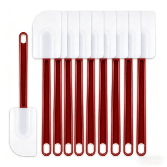 10 Pcs Silicone Rubber Spatula Set, 500F Heat Resistant Commercial Spatulas, Non Stick Heavy Duty Scraper for Kitchen Cooking, Mixing, Frying, Spreading and Baking