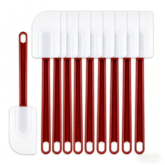 10 Pcs Silicone Rubber Spatula Set, 500F Heat Resistant Commercial Spatulas, Non Stick Heavy Duty Scraper for Kitchen Cooking, Mixing, Frying, Spreading and Baking